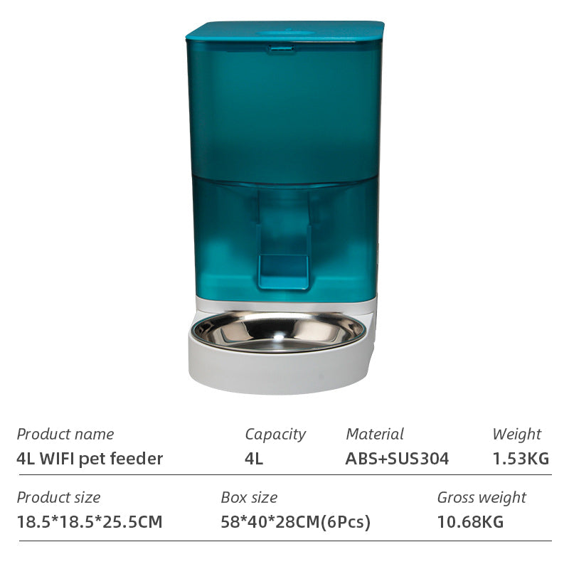 Distributeur automatique de nourriture pour animaux domestiques Wifi Smart APP à usage domestique avec puce électronique pour chiens et chat Distributeur automatique de nourriture pour animaux domestiques
