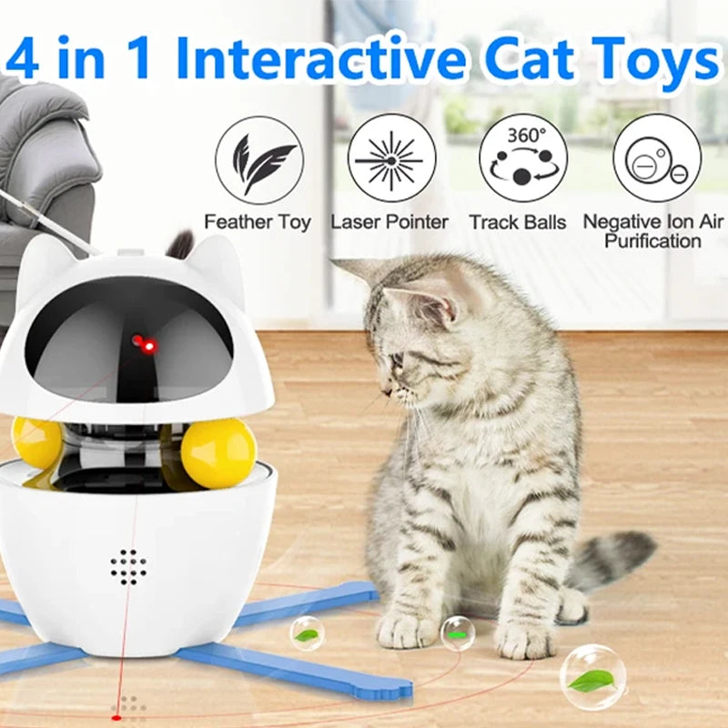 Jouet laser rechargeable par USB 4 en 1 pour chats Jouets interactifs électriques d'intérieur avec balle Chat domestique Taquiner les chat