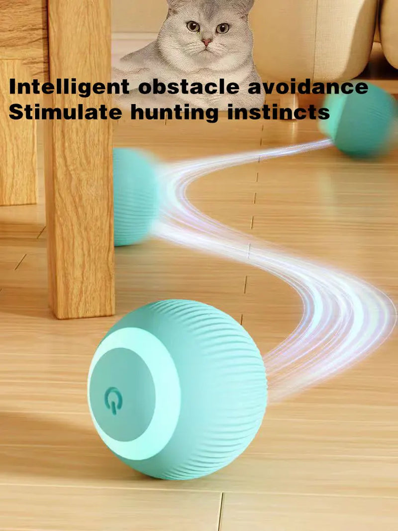 Electric Cat Ball Toys Automatic Rolling Smart Cat Toys Interactive for Cats Training Self-Moving Kitten Toys for Indoor Playing
