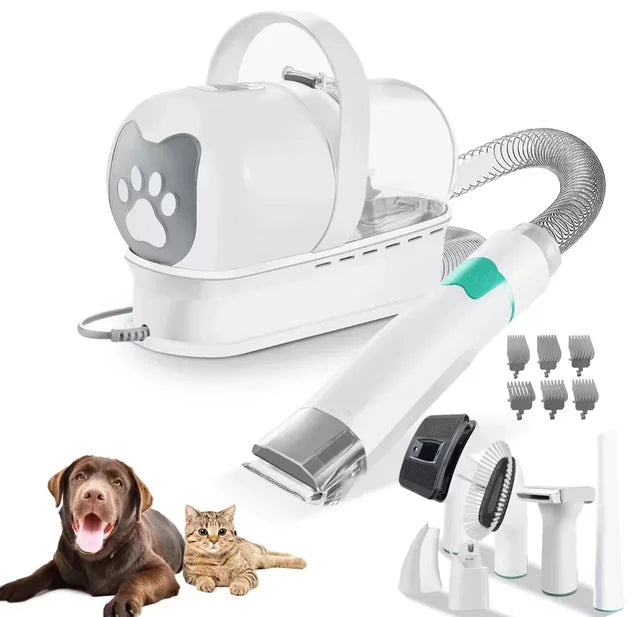 Kit d'aspirateur 7 en 1 pour le toilettage des animaux, tondeuse pour chiens, épilateur pour animaux avec grande puissance d'aspiration et faible niveau sonore, kits pour poils d'animaux
