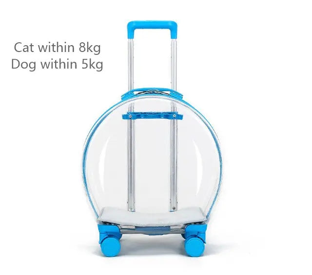 Valise à roulettes pour animaux de compagnie, capsule transparente, rose, verte, chiots, chiens, sac de transport pour chats, 5-20 kg.