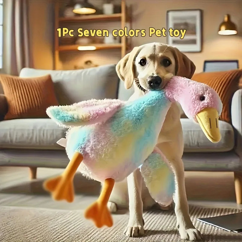 Peluche colorée en forme de canard de 50 cm pour chats et chiens, compagnon relaxant pour animaux de compagnie, compagnon pour chiens apaisant l'anxiété, cadeau pour libérer l'énergie des animaux de compagnie