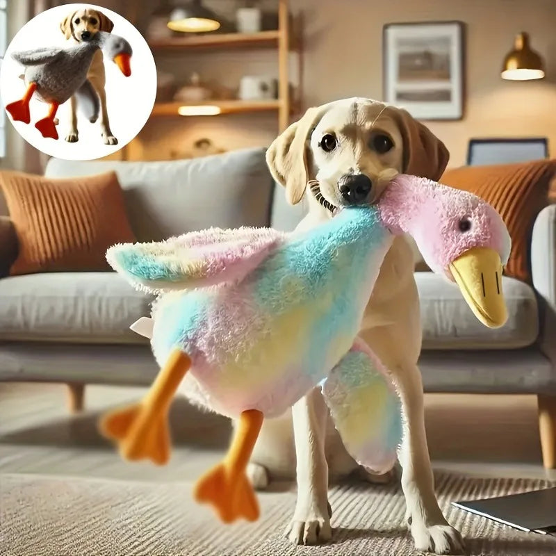 Peluche colorée en forme de canard de 50 cm pour chats et chiens, compagnon relaxant pour animaux de compagnie, compagnon pour chiens apaisant l'anxiété, cadeau pour libérer l'énergie des animaux de compagnie