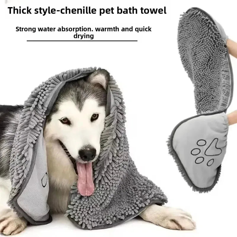 Serviette de bain super absorbante pour animaux de compagnie Serviettes pour chat à séchage rapide Peignoir pratique et doux Gant de toilette pour animaux de compagnie Accessoires pour chiens